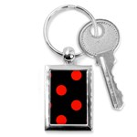 Polka Dots - Ferrari Red on Black Key Chain (Rectangle)