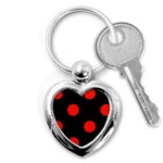 Polka Dots - Ferrari Red on Black Key Chain (Heart)