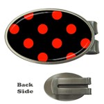 Polka Dots - Ferrari Red on Black Money Clip (Oval)