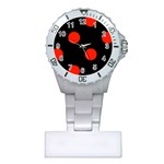 Polka Dots - Ferrari Red on Black Nurses Watch