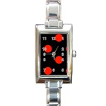Polka Dots - Ferrari Red on Black Rectangle Italian Charm Watch