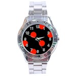 Polka Dots - Ferrari Red on Black Stainless Steel Analogue Watch