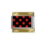 Polka Dots - Ferrari Red on Black Gold Trim Italian Charm (9mm)