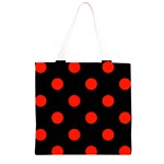 Polka Dots - Ferrari Red on Black Grocery Light Tote Bag
