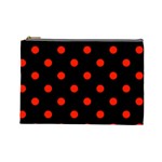 Polka Dots - Ferrari Red on Black Cosmetic Bag (L)
