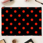 Polka Dots - Ferrari Red on Black Cosmetic Bag (XXXL)