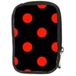 Polka Dots - Ferrari Red on Black Compact Camera Leather Case