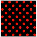Polka Dots - Ferrari Red on Black Canvas 16  x 16 