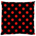 Polka Dots - Ferrari Red on Black Large Cushion Case (One Side)