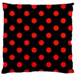 Polka Dots - Ferrari Red on Black Standard Flano Cushion Case (One Side)