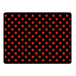 Polka Dots - Ferrari Red on Black Fleece Blanket (Small) (One Side)