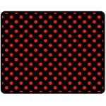 Polka Dots - Ferrari Red on Black Double Sided Fleece Blanket (Medium) (Two Sides)