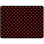 Polka Dots - Ferrari Red on Black Double Sided Fleece Blanket (Large) (Two Sides)