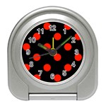 Polka Dots - Ferrari Red on Black Desk Alarm Clock