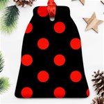 Polka Dots - Ferrari Red on Black Bell Ornament (Two Sides)