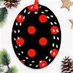 Polka Dots - Ferrari Red on Black Ornament (Bell) Ornament (Oval Filigree)