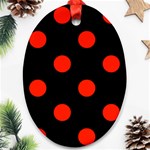 Polka Dots - Ferrari Red on Black Ornament (Oval)
