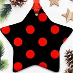Polka Dots - Ferrari Red on Black Star Ornament (Two Sides)