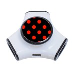 Polka Dots - Ferrari Red on Black Portable USB Hub (One Side)