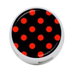 Polka Dots - Ferrari Red on Black 4-Port USB Hub (One Side)