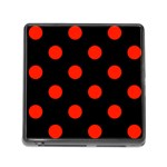 Polka Dots - Ferrari Red on Black Memory Card Reader (Square)