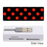 Polka Dots - Ferrari Red on Black Memory Card Reader (Stick)