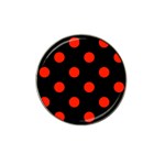 Polka Dots - Ferrari Red on Black Hat Clip Ball Marker (4 pack)