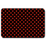 Polka Dots - Ferrari Red on Black Large Doormat