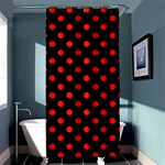 Polka Dots - Ferrari Red on Black Shower Curtain 36  x 72  (Stall)