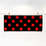 Polka Dots - Ferrari Red on Black Hand Towel