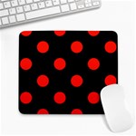 Polka Dots - Ferrari Red on Black Large Mousepad