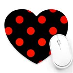 Polka Dots - Ferrari Red on Black Heart Mousepad