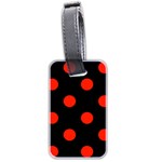 Polka Dots - Ferrari Red on Black Luggage Tag (Two Sides)