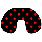 Polka Dots - Ferrari Red on Black Travel Neck Pillow