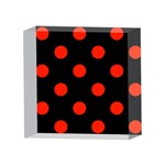 Polka Dots - Ferrari Red on Black 4 x 4  Acrylic Photo Block