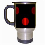 Polka Dots - Ferrari Red on Black Travel Mug (Silver Gray)