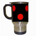 Polka Dots - Ferrari Red on Black Travel Mug (Black)