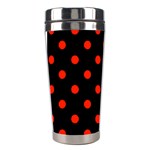 Polka Dots - Ferrari Red on Black Stainless Steel Travel Tumbler
