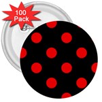 Polka Dots - Ferrari Red on Black 3  Button (100 pack)