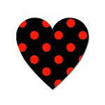 Polka Dots - Ferrari Red on Black Magnet (Heart)