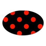 Polka Dots - Ferrari Red on Black Magnet (Oval)