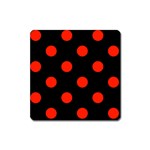 Polka Dots - Ferrari Red on Black Magnet (Square)
