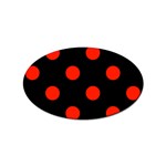 Polka Dots - Ferrari Red on Black Sticker Oval (100 pack)