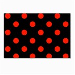 Polka Dots - Ferrari Red on Black Postcard 5  x 7 