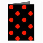 Polka Dots - Ferrari Red on Black Greeting Cards (Pkg of 8)