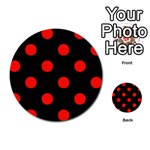 Polka Dots - Ferrari Red on Black Multi-purpose Cards (Round)