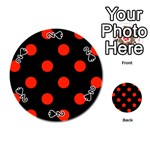 Polka Dots - Ferrari Red on Black Playing Cards 54 (Round)