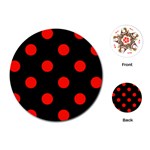 Polka Dots - Ferrari Red on Black Playing Cards (Round)