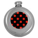 Polka Dots - Ferrari Red on Black Hip Flask (5 oz)
