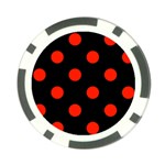 Polka Dots - Ferrari Red on Black Poker Chip Card Guard (10 pack)